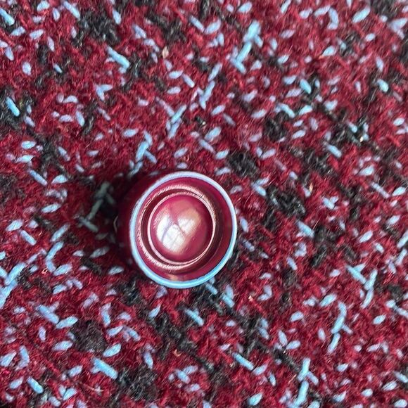 Vtg 60s Maroon, Light Blue & Black Tweed Plaid Coat - UNIQUE - Picture 4 of 9